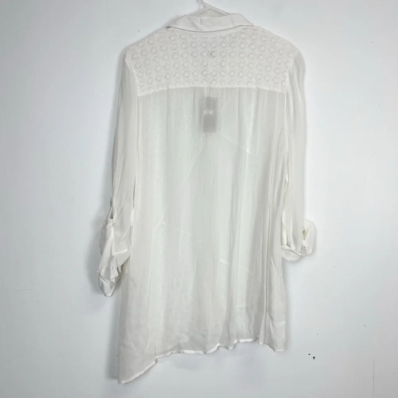NWT Chicos Button Up Shirt Womens Size 3 XL 16 Optic White Maya Woven Sheer - Picture 2 of 14
